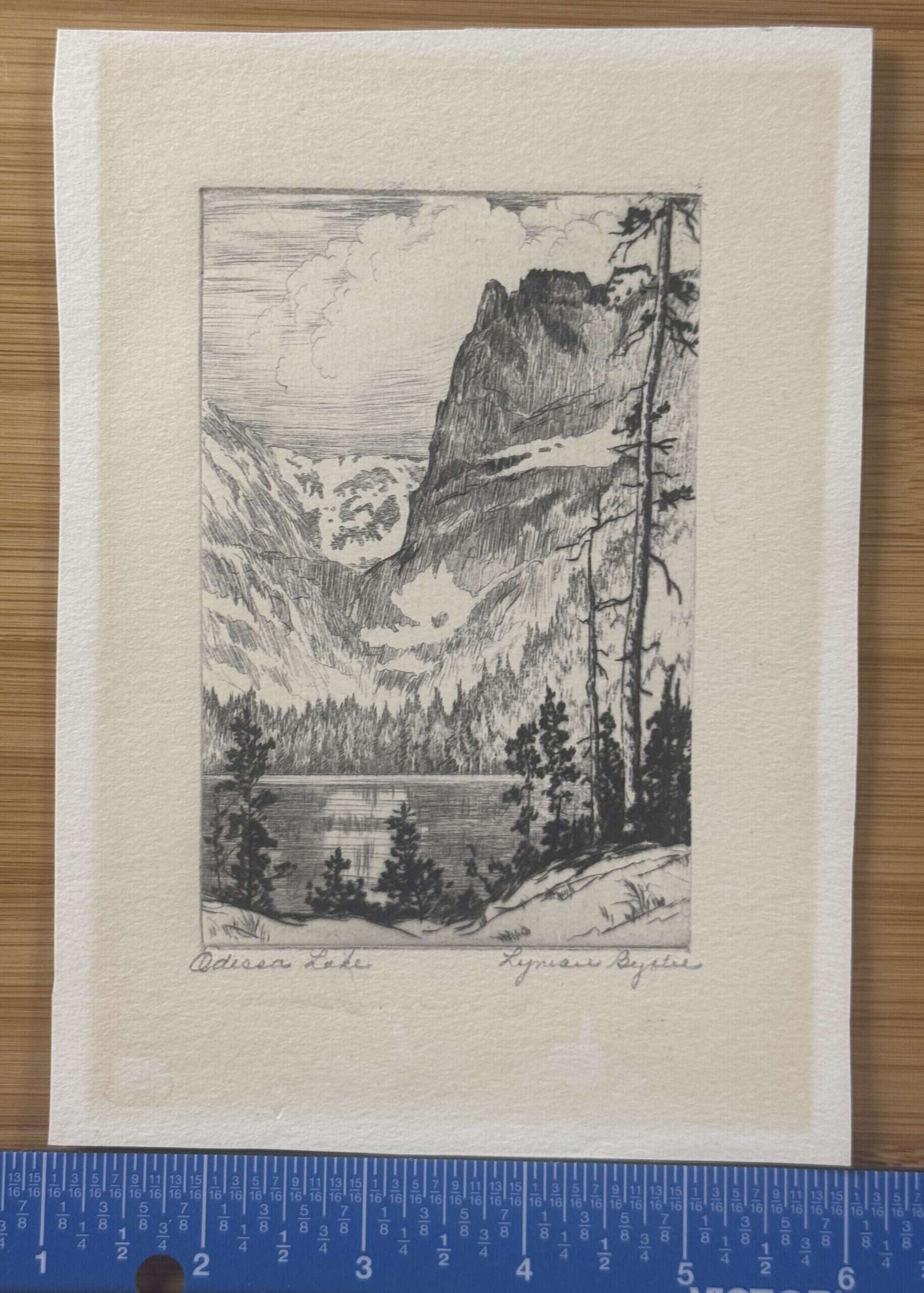 Etching of Odessa Lake by Lyman Byxbe