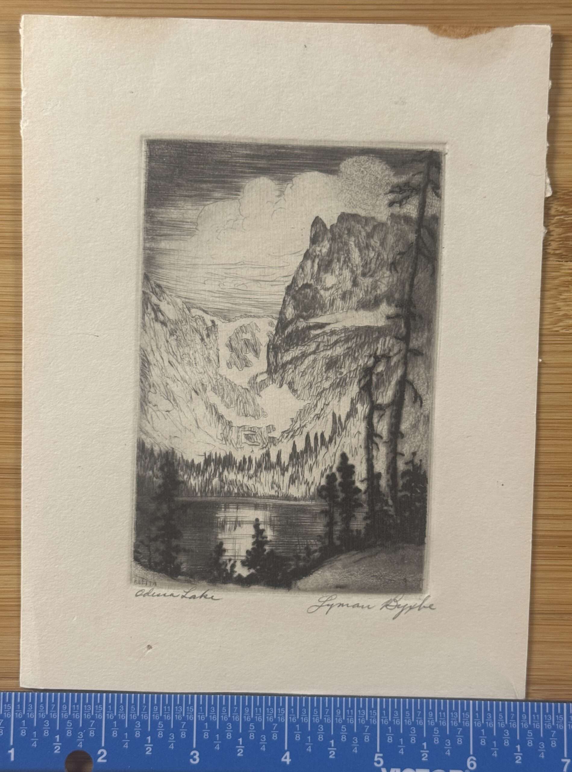 Odessa Lake etching by Lyman Byxbe