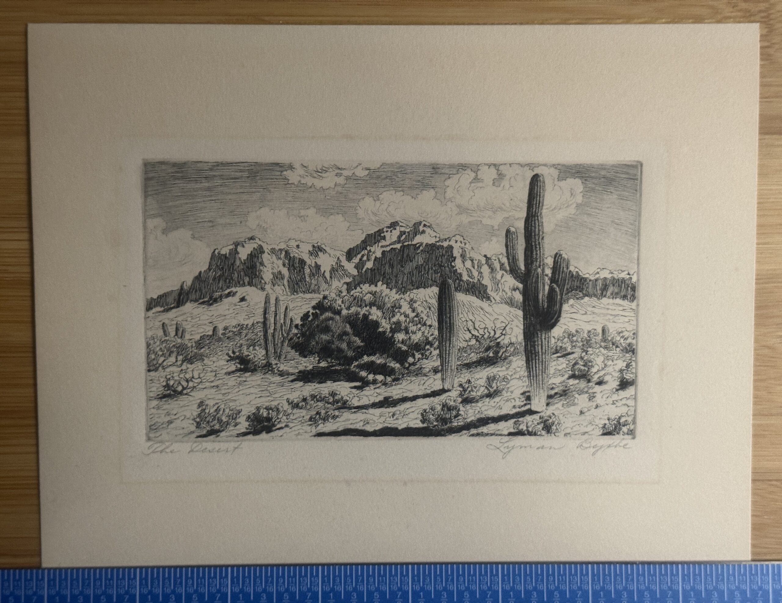 Lyman Byxbe etching of The Desert